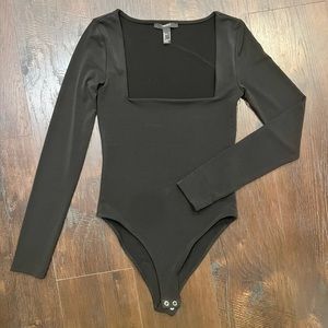 Black Square Neck Bodysuit